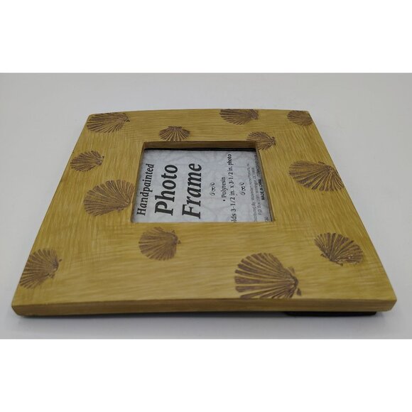 Seashell Photo Frame Hand Painted 3.5x3.5 Polyresin Coastal Beach Decor Ocean - Picture 10 of 15